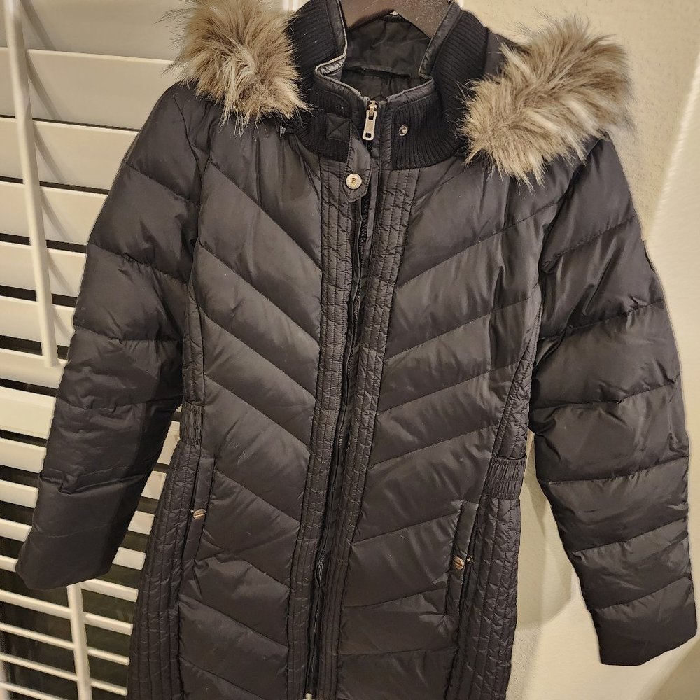 Black Hooded Puffy Coat - Larry Levine - Medium